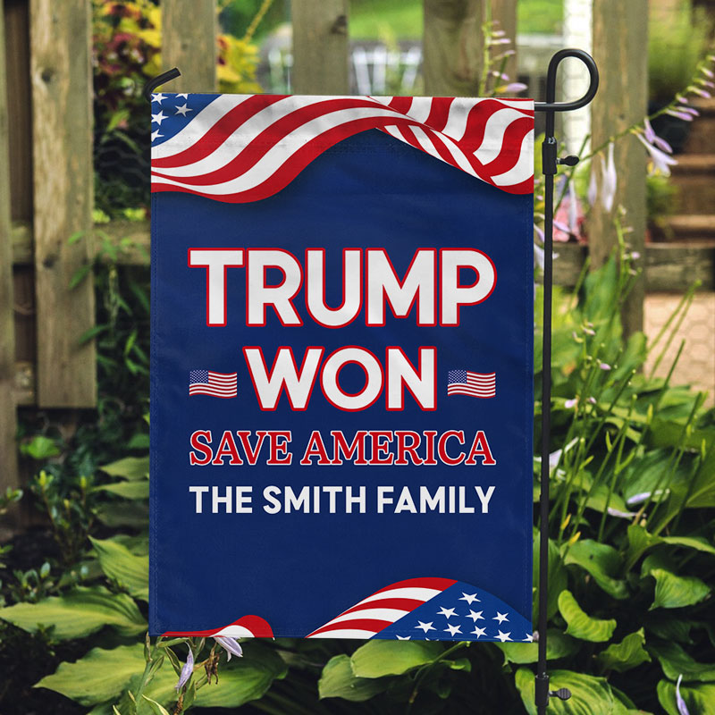 Trump Won Save America, Trump 2024, Personalized House Flag, Donald Trump Homage, Election 2024