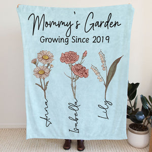 Flower Garden, Personalized Floral Blanket, Mother's Day Gifts