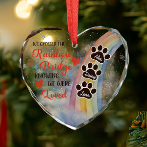 A Piece Of My Heart Is At The Rainbow Bridge, Personalized Heart Glass Ornament, Memorial Gifts