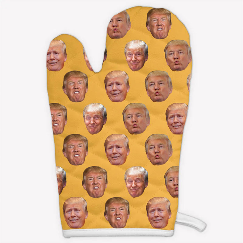 Custom Funny Trump Face Oven Mitts, Personalized Oven Mitt, Birthday Gift, Gift For Trump Supporters, Election 2024