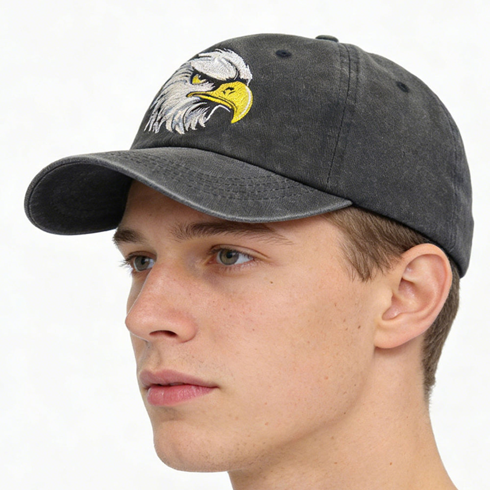 Embroidered Bald Eagle Head Hats, 4th July Washed Cap