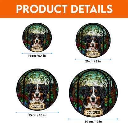 Personalized Dog Portrait Stained Glass Suncatcher, Custom Pet Memorial Cat Loss Keepsake, Memorial Gift