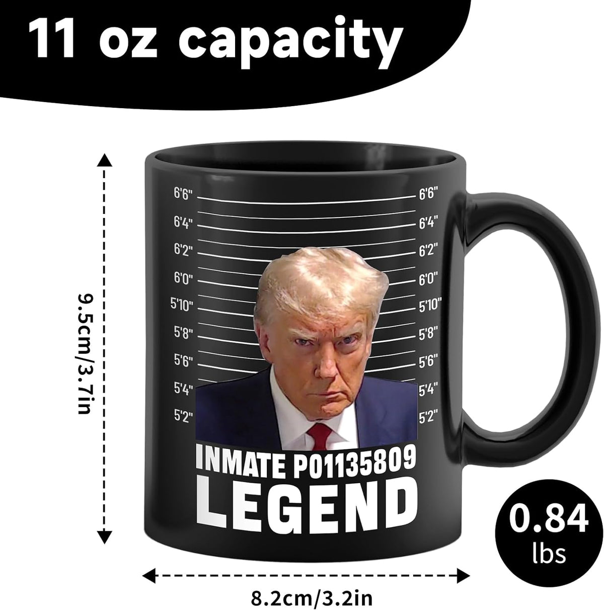 Trump Mugshot Prison Black Mug, Gift For Trump Fans, Election 2024