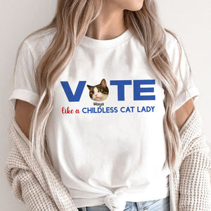 Vote Like A Childless Cat Lady, Personalized Shirt, Gifts For Cat Lovers, Election 2024