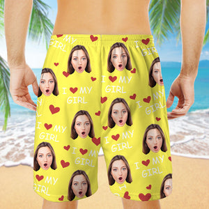 I Love My Wife, Personalized Beach Shorts, Funny Gift For Couple, Custom Photo