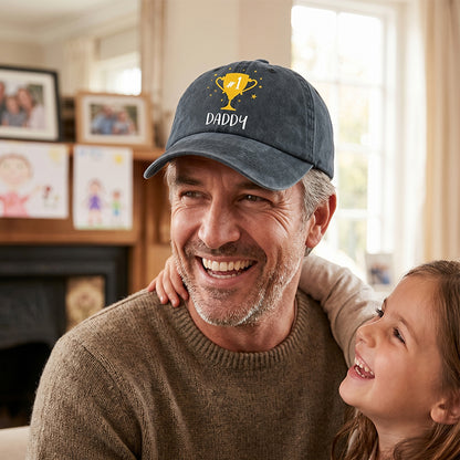 Personalized First Trophy Washed Cap, Gift For Him, Father's Day gift, Anniversary gifts