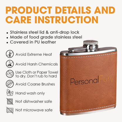 Personalized Dog Dad Leather Flask - A Man Cannot Survive On Drink Alone, Dog Lover Gift for Him