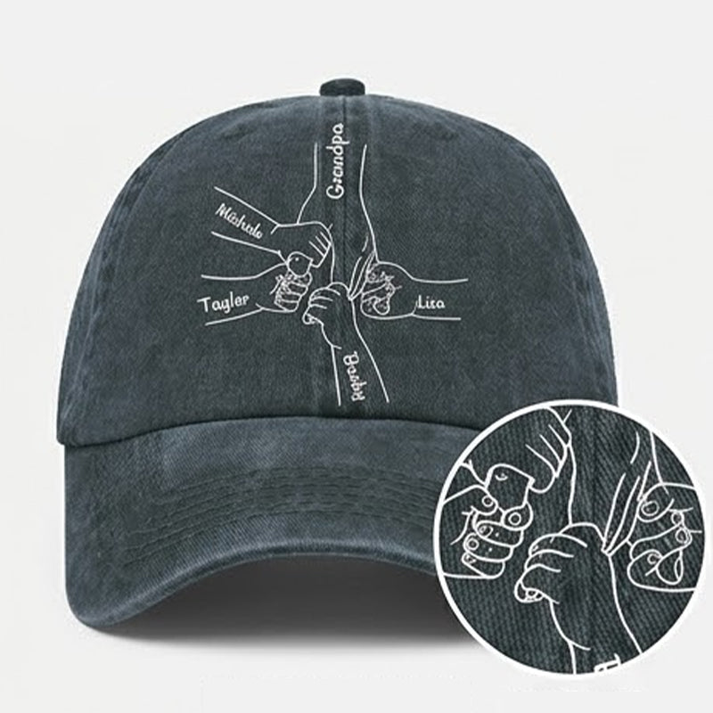 Father’s Day Hand Fist Bump Printed Washed Baseball Cap for Dad, Gift For Him, Father's Day gift, Gift For Grandpa