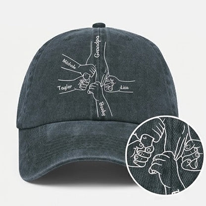Father’s Day Hand Fist Bump Printed Washed Baseball Cap for Dad, Gift For Him, Father's Day gift, Gift For Grandpa