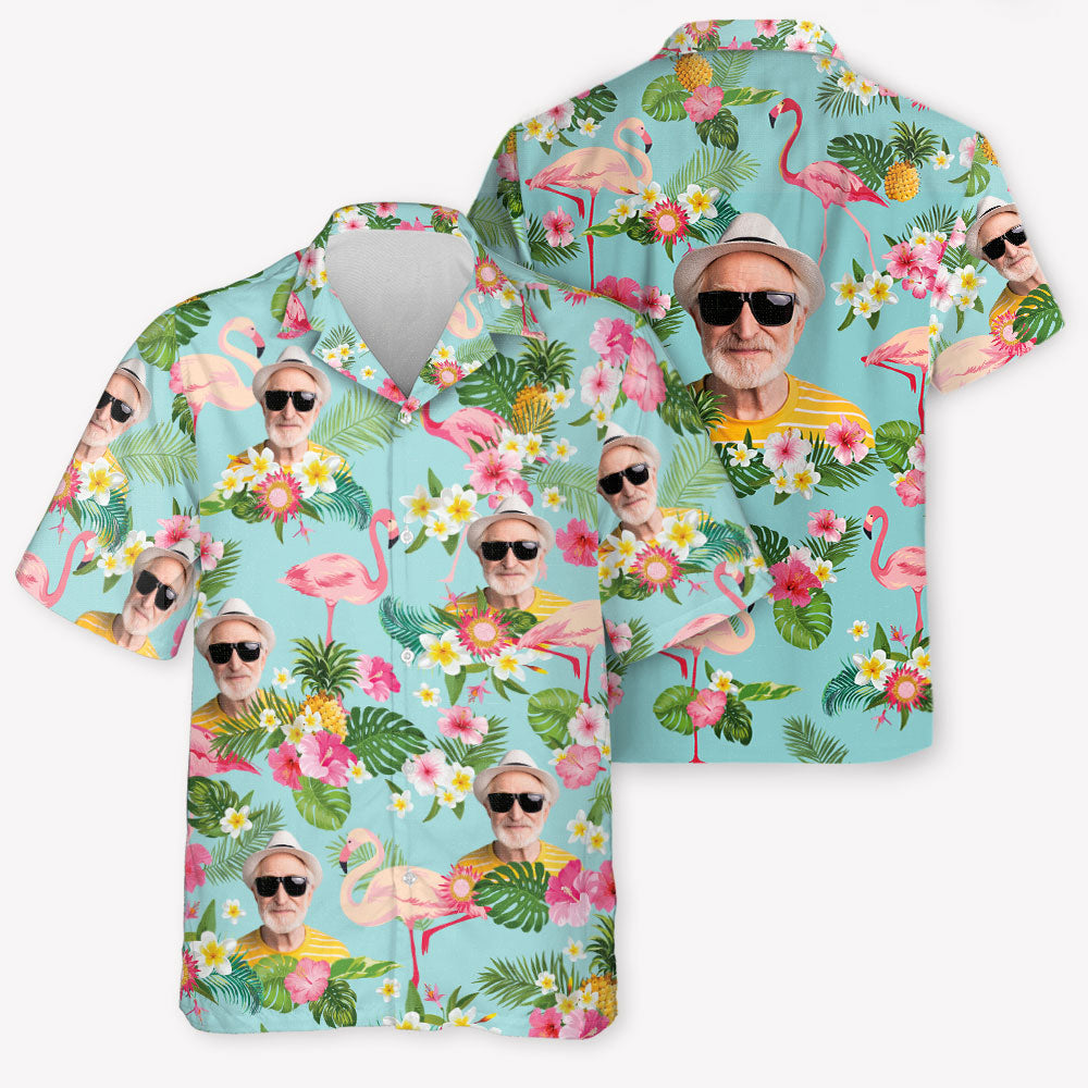 Flamingo Hawaiian Pattern, Personalized Hawaiian Shirt, Custom Photo