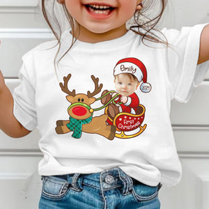 First Christmas Baby Santa Reindeer, Personalized Baby Clothes, Custom Baby Onesies, Baby Shower Gifts, Christmas Gifts, Custom Photo