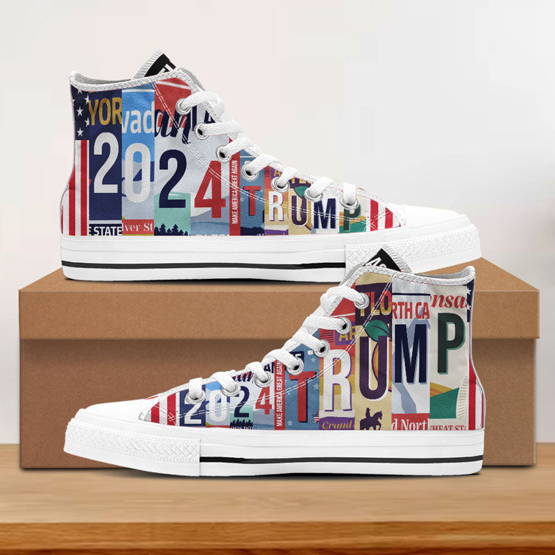 Trump Make America Great Again 2024 High Top Shoes, Personalized Trump Sneakers, Trump Shoes, Election 2024