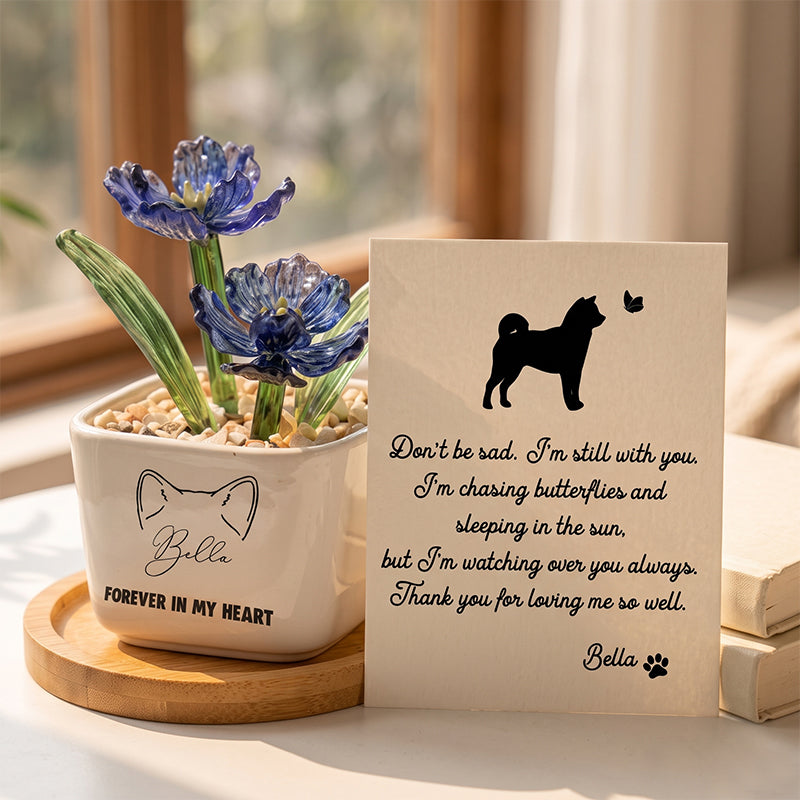 Personalized Dog Loss Gifts, "Forever In My Heart" Planter, Pet Memorial, Custom Design & Birth Month Flower