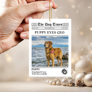 Title The Dog Times Newspaper Ornament, Personalized Shape Ornaments, Family Gifts, Christmas Ornament