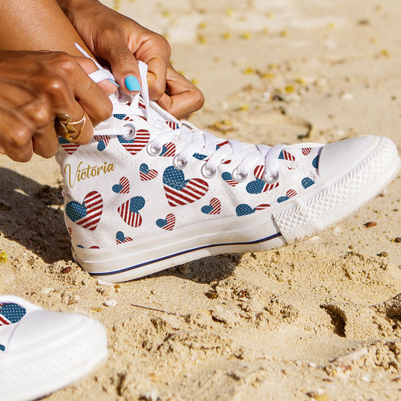 Trump Patriotic Gold High Top Shoes, Personalized Trump Sneakers, Trump Shoes, Election 2024