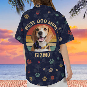 Best Dog Dad Dog Mom Vintage, Personalized Hawaiian Shirt, Gift For Dog Lovers, Custom Photo