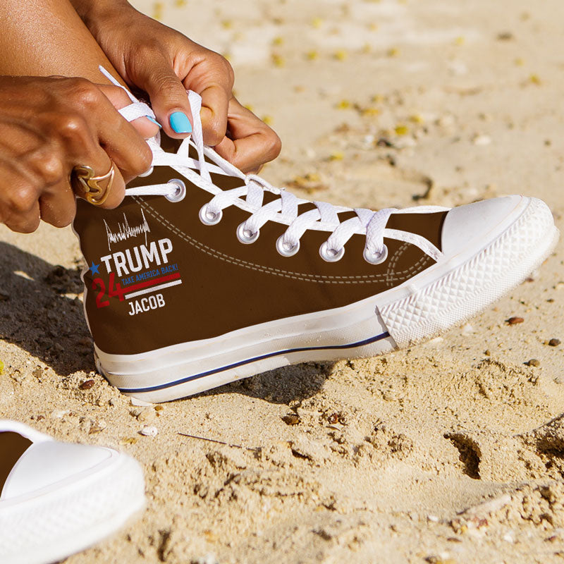 Take America Back Trump 24 Signature High Top Shoes, Personalized Trump Sneakers, Trump Shoes, Election 2024