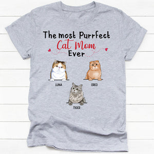 The Most Purrfect Cat Mom Ever, Personalized Shirt, Custom Gift for Cat Lovers, Custom Tee