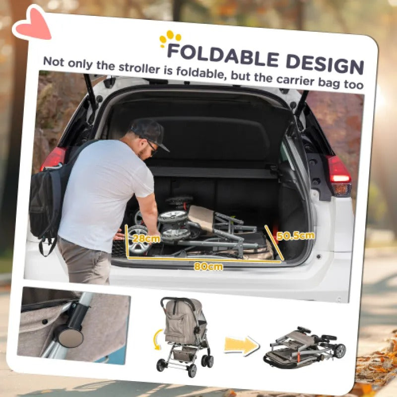 Dog Stroller For Small Dogs Cats, 4 Wheels One-Click Fold Pet Stroller With Swivel Wheels, Pet Accessories, Products For Your Pet