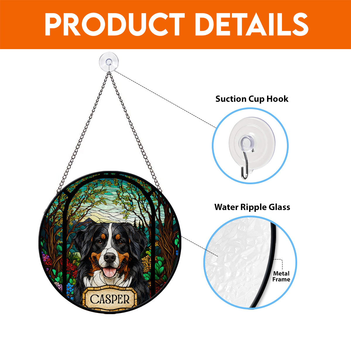 Personalized Dog Portrait Stained Glass Suncatcher, Custom Pet Memorial Cat Loss Keepsake, Memorial Gift
