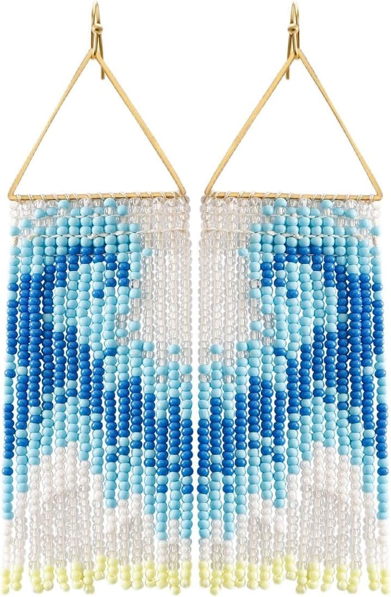 Elegant Bohemian Tassel Earrings Trump - Crafted with Seed Beads and Gold Plated Ear Hooks