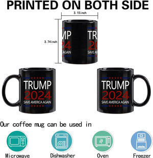 Save America Again Black Mug, Gift For Trump Fans, Election 2024