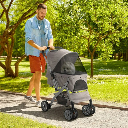 Dog Stroller For Small Dogs Cats, 4 Wheels One-Click Fold Pet Stroller With Swivel Wheels, Pet Accessories, Products For Your Pet