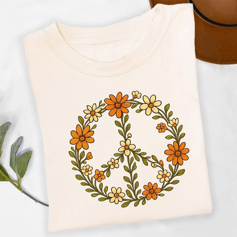 Vintage Peace Sign Flower Shirt – Retro Hippie Boho Tee Sweatshirt