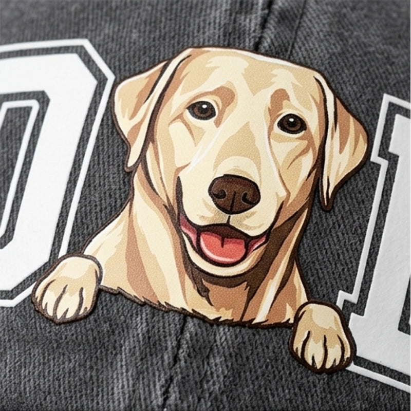 Personalized Dog Dad Clipart Washed Cap, Custom Gifts For Dog Dad, Father's Day Gift