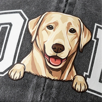 Personalized Dog Dad Clipart Washed Cap, Custom Gifts For Dog Dad, Father's Day Gift