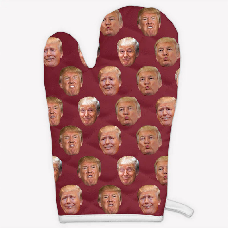 Custom Funny Trump Face Oven Mitts, Personalized Oven Mitt, Birthday Gift, Gift For Trump Supporters, Election 2024