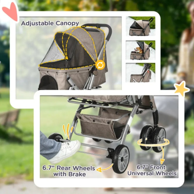 Dog Stroller For Small Dogs Cats, 4 Wheels One-Click Fold Pet Stroller With Swivel Wheels, Pet Accessories, Products For Your Pet