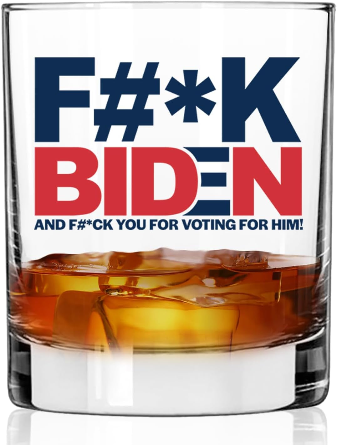 Fk Biden And Fk You For Voting For Him, Engraved Rock Glass, Election 2024