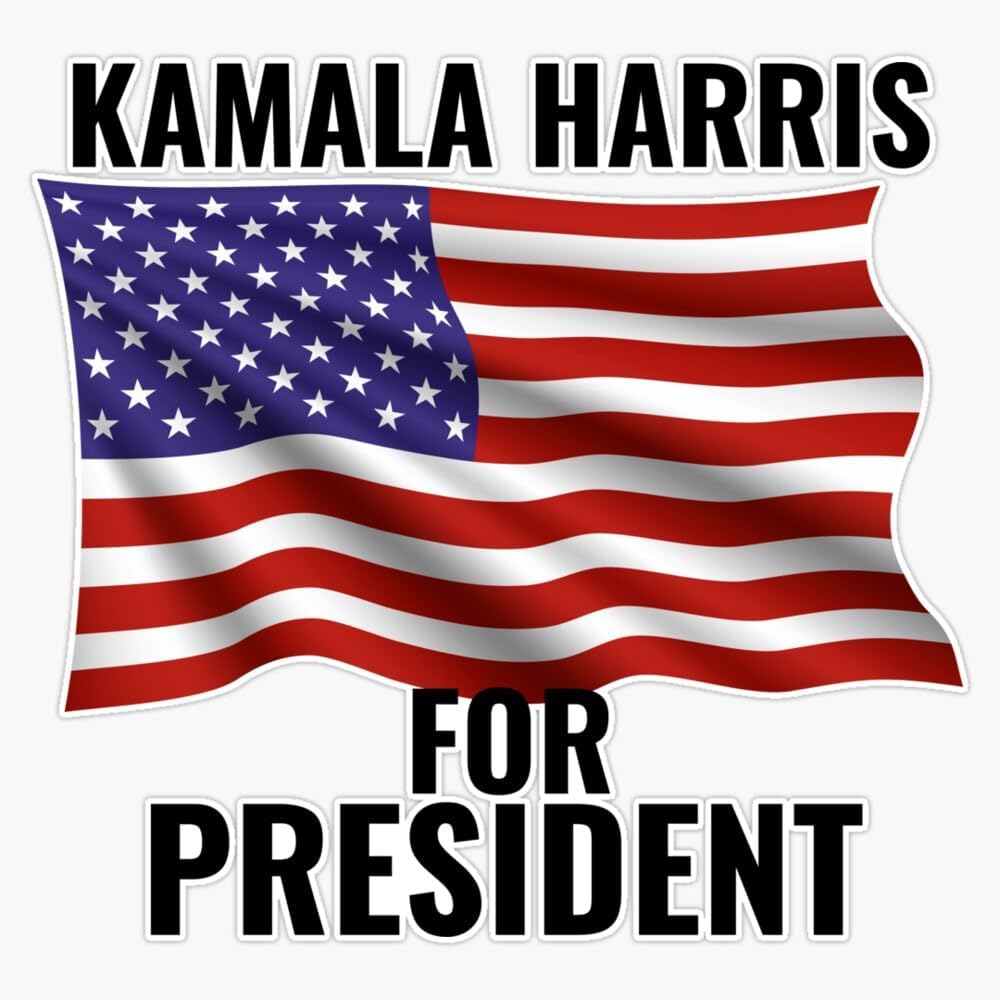 Kamala Harris American Flag for President 2024 Sticker, Election 2024