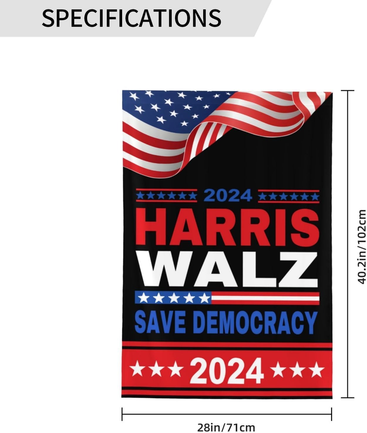 Kamala Harris Walz 2024 Black Garden Flag, Gift For Kamala Harris Supporters, Election 2024