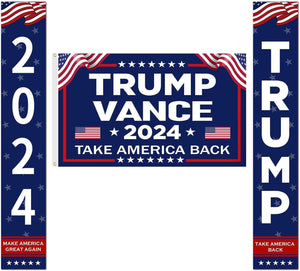 3 Pcs Trump Vance 2024 Porch Signs, Banners Outdoor, Gift For Trump Supporters, Election 2024