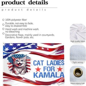 Cat Ladies for Kamala House Flag Funny Cat, Gift For Kamala Harris Supporters, Election 2024