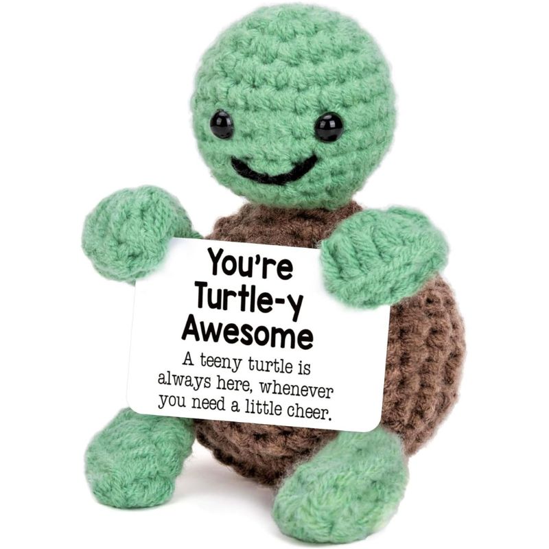 Emotional Support Animal Crochet Toys Handmade Gifts with Message for Women Men Friends Coworkers, Birthday Christmas Valentine's Gift