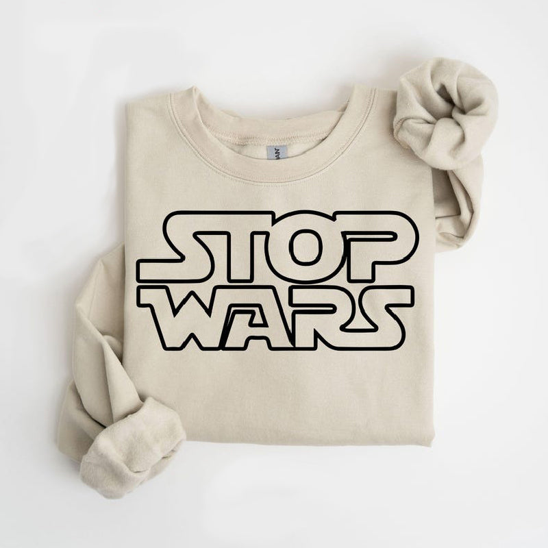 Stop Wars Anti War Sweatshirt – Peace Protest Graphic Crewneck Sweatshirt