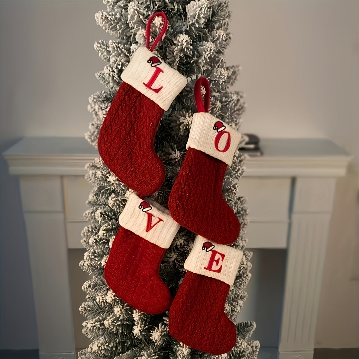 Alphabet Stocking, Knit Christmas Stocking with Personalized Initials - Perfect for Christmas Party Decorations