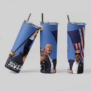 Bulletproof Trump 2024 Skinny Tumbler, Gift For Trump Fans, Election 2024