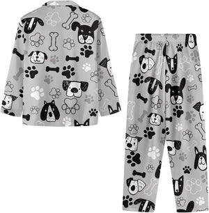 Pajamas Dogs Drawing Pattern Print, Gift For Dog Lovers, Christmas Pajamas, Christmas Sleepwear