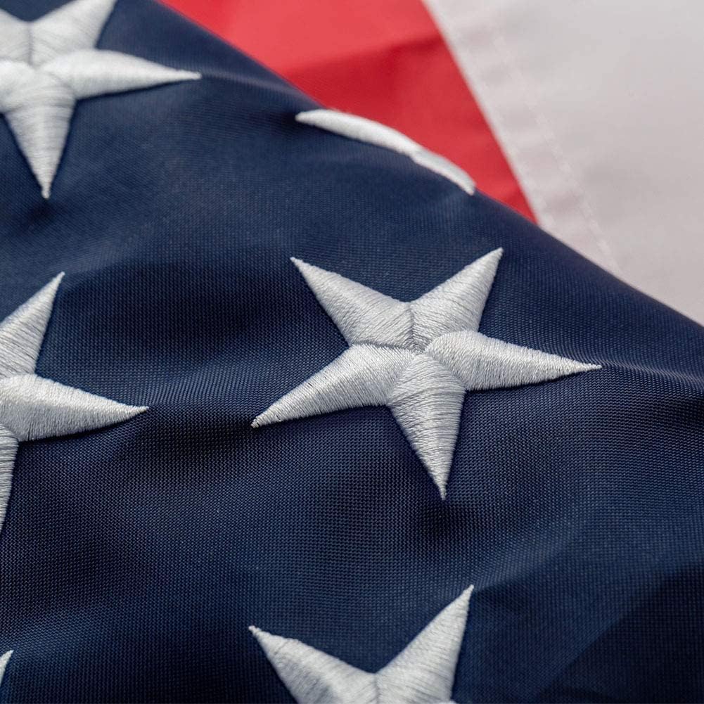 3x5 FT Outdoor Embroidered American Flag, Durable, Luxury Stars, Bright Brass Grommets