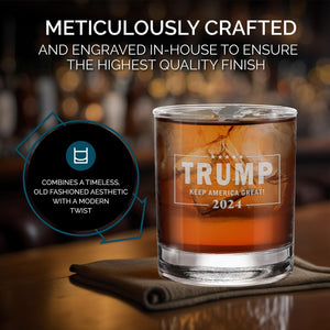 Keep America Great Trump, Engraved Rock Glass, Election 2024