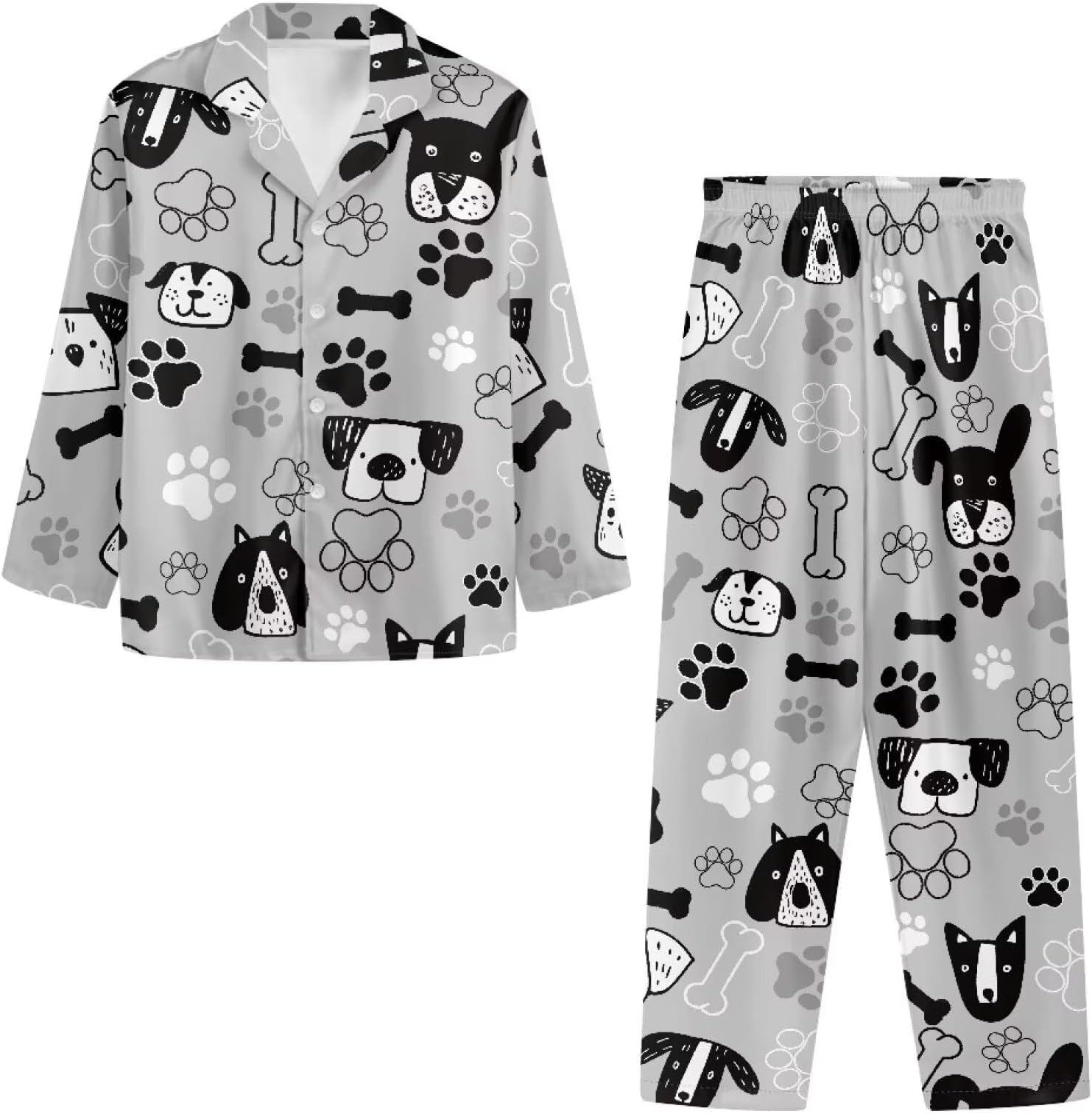 Pajamas Dogs Drawing Pattern Print, Gift For Dog Lovers, Christmas Pajamas, Christmas Sleepwear