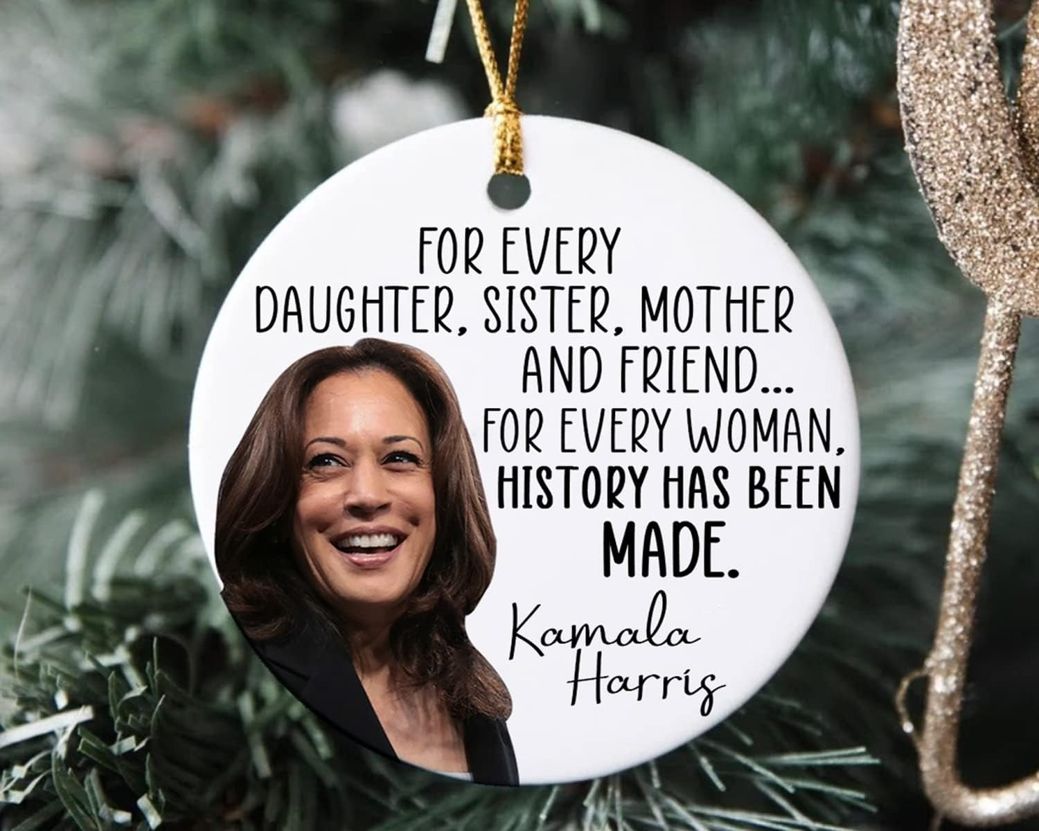 Kamala Harris 2024 Ornament, History Has Been Meet Ornament, Personalized Ornaments, Kamala Ornaments, Election 2024