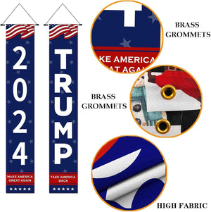 3 Pcs Trump Vance 2024 Porch Signs, Banners Outdoor, Gift For Trump Supporters, Election 2024