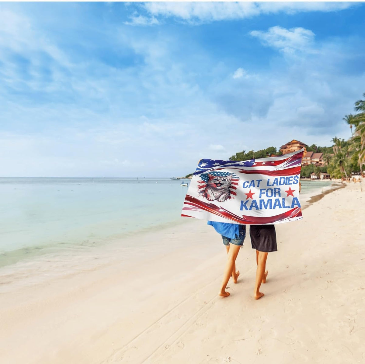 Cat Ladies for Kamala House Flag Funny Cat, Gift For Kamala Harris Supporters, Election 2024