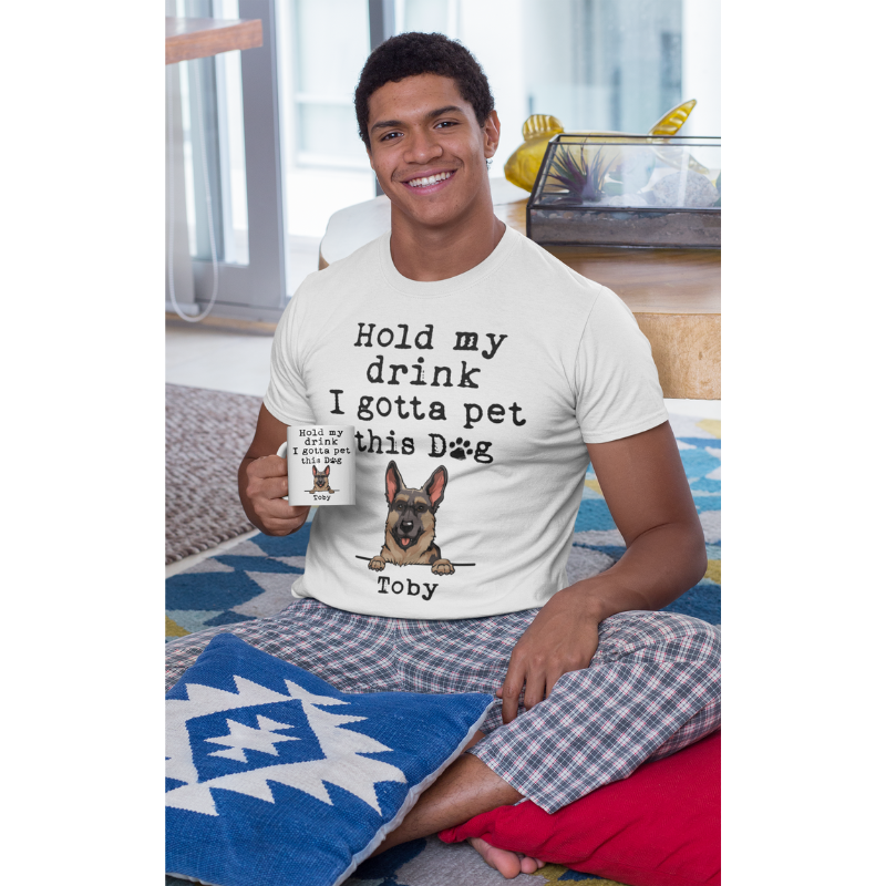 Combo Hold My Drink Personalized Shirt And Mug, Birthday Gift, Gifts For Dog Lovers, Custom Photo
