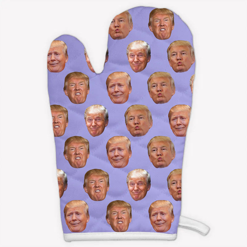 Custom Funny Trump Face Oven Mitts, Personalized Oven Mitt, Birthday Gift, Gift For Trump Supporters, Election 2024